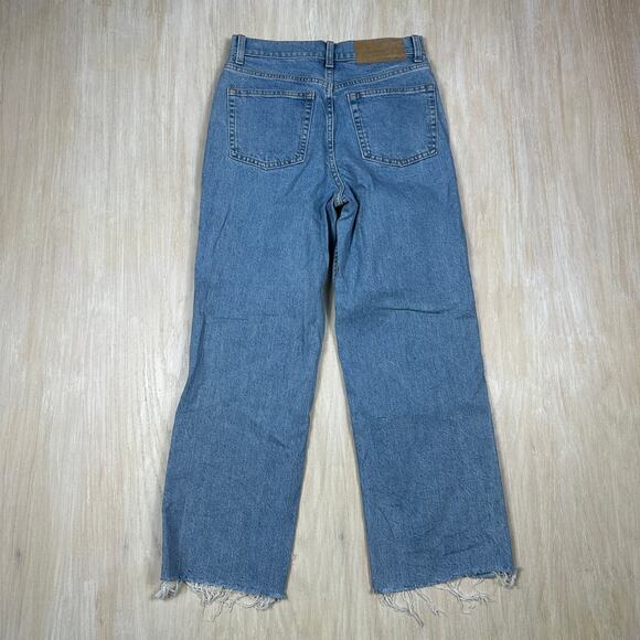 ASOS Design High Rise Straight Leg Light Wash Raw Hem 90s Vintage Jeans 26X32 - Picture 10 of 13